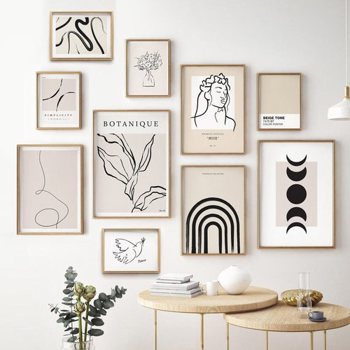Abstract Gallery Wall Set of 10 Minimalist Bundle Print Set Etsy