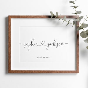 Herz Paar Namen druckbare Kunst, benutzerdefinierte Paar Namen, personalisierte Jahrestag Geschenk, Verlobung, Hochzeit, Andenken, DIGITAL DOWNLOAD