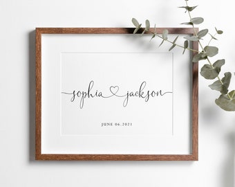 Custom Couple Names Heart Print, Personalized Anniversary Keepsake (Digital Download)