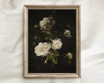 Vintage Still Life Print, Flowers Oil Painting, Digital Download