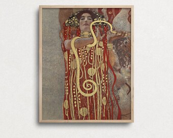 Gustav Klimt Hygieia Print, Peinture célèbre, Reproduction Art mural, Beaux-arts, Musée d’art, Affiche d’exposition, Téléchargement numérique imprimable