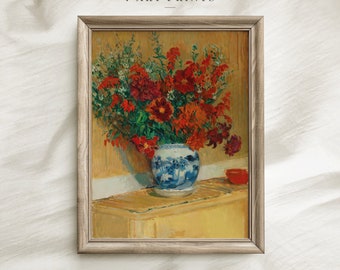 Vintage Still Life Print, Flowers Painting, Digital Download