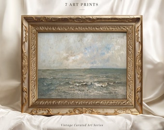 Vintage Seascape Print, Ocean Wiev Painting, Digital Download