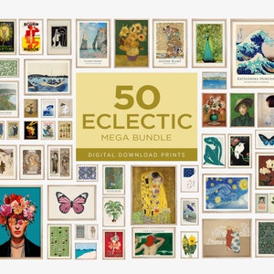 50 Eclectic Gallery Wall Set, Mega Bundle Gallery Wall Art Set, Eclectic Wall Art, Eclectic Home Decor, Colorful Maximalist Prints, DIGITAL