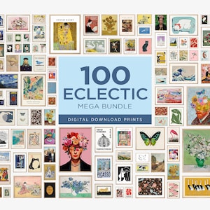 100 Eclectic MEGA BUNDLE Gallery Wall Set, Eclectic Wall Art, Maximalist Home Decor, Colorful Poster Set, Wall Collage, Eclectic Home Decor