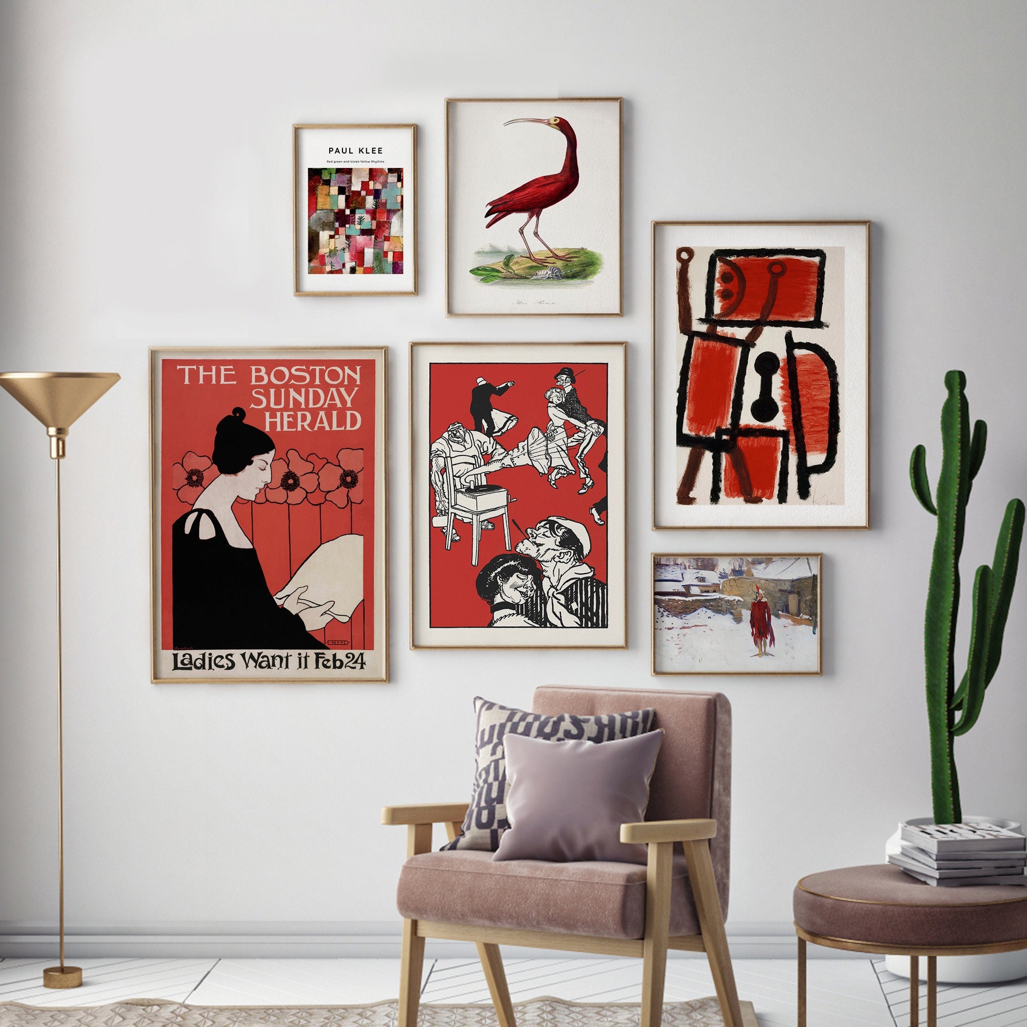 Michel Basquiat, Eclectic of Art Print Bundle, Etsy John Wall Decor, Wall Prints Jean Singer, Set, Gallery Hantai, Prints Digital Set - 6, Wall Red