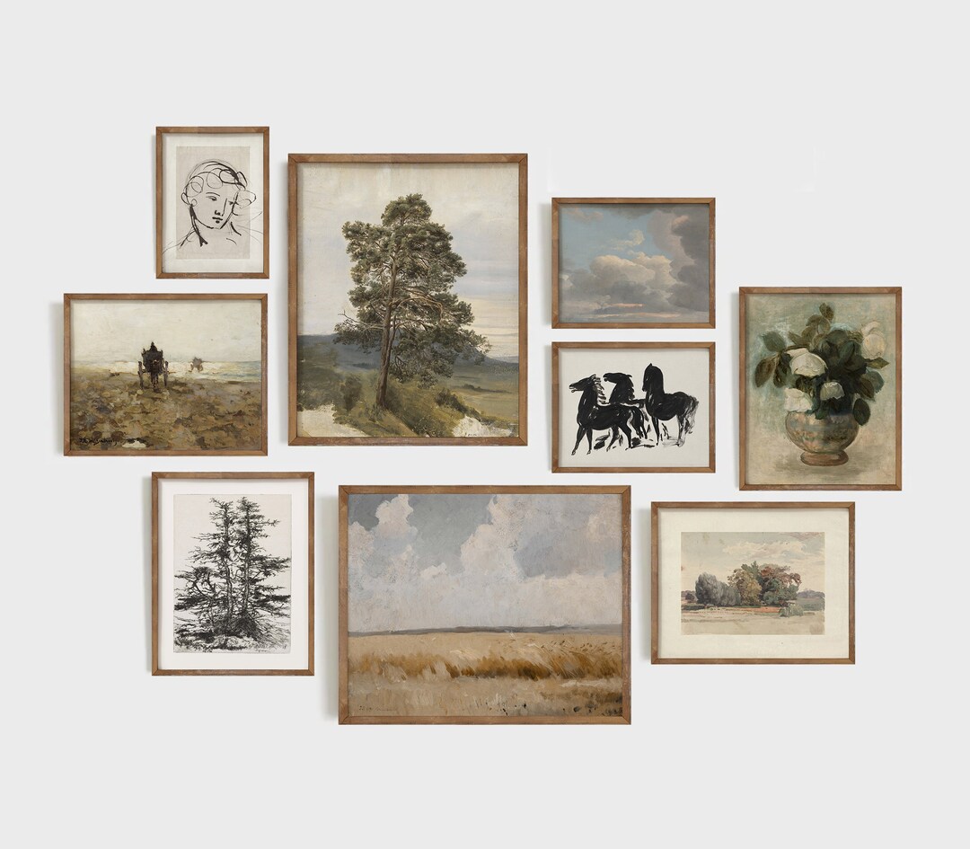 Vintage Gallery Wall Art Set Eclectic Wall Prints Antique Etsy