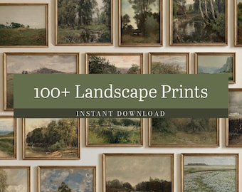 100+ Vintage Landschaft Ölgemälde Drucke, Landschaft Galerie Wandkunst Set (digitaler Download)