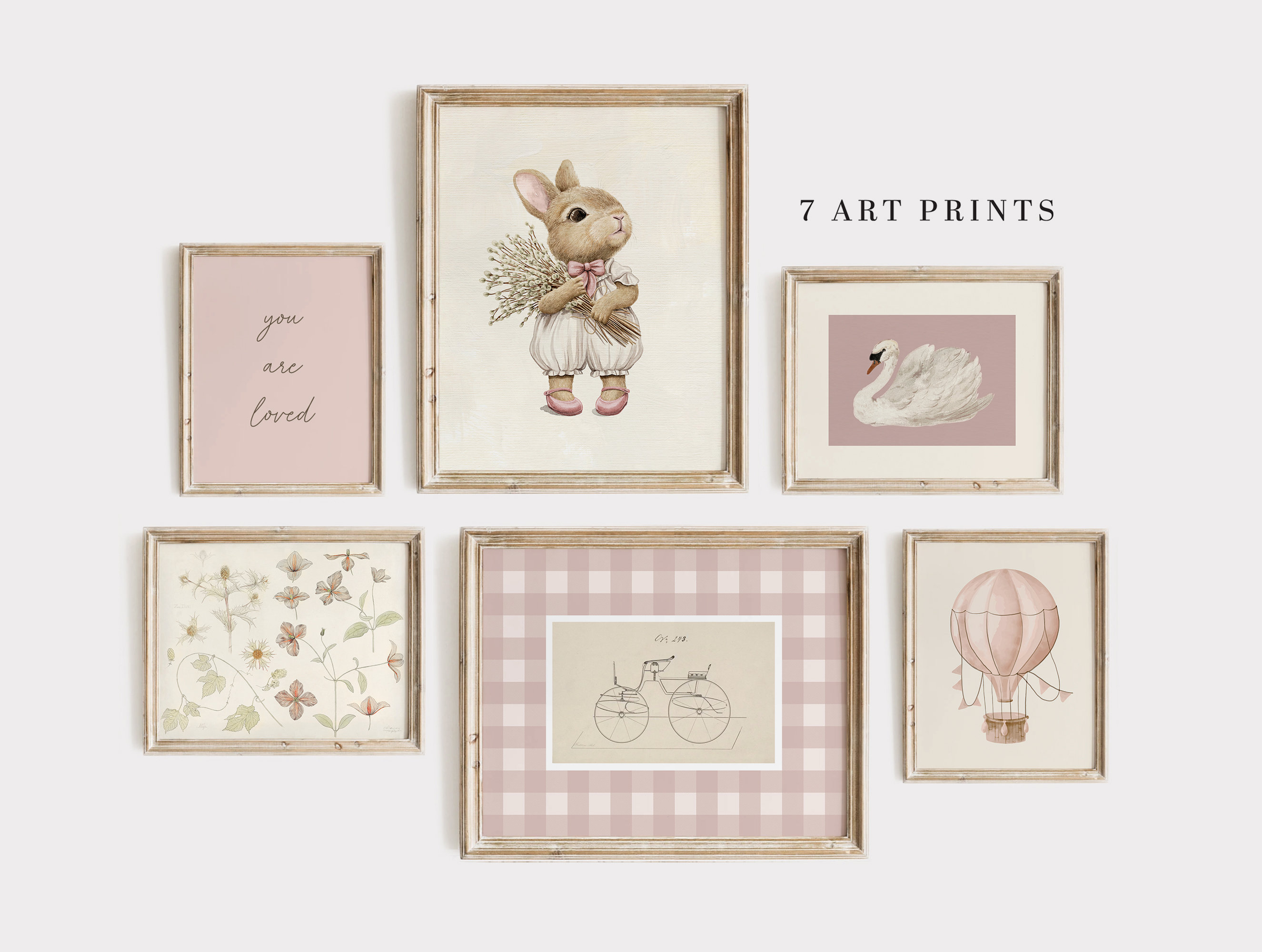 Pink Nursery Gallery Wall Art Set: Vintage Kids Decor (digital Download ...