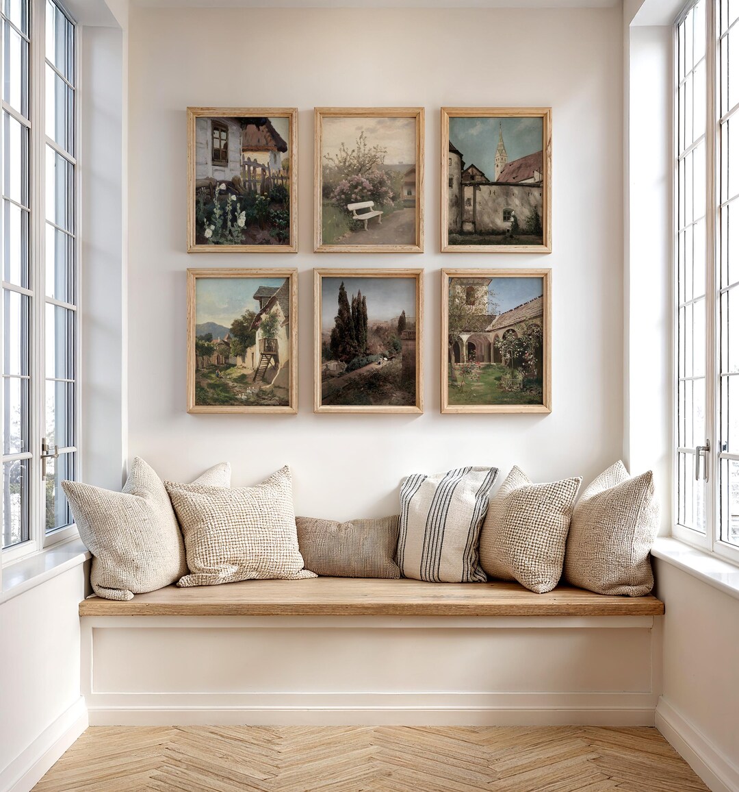 Vintage European Landscape Wall Art Set, French Country Farmhouse ...