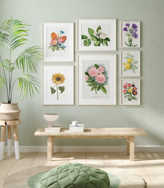 Flower Gallery Wall Set, Floral Wall Art Set, Botanical Prints, Flower  Market Poster, Colorful Flowers, Boho Decor, Farmhouse Retro Art - Etsy