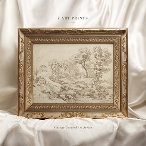 Vintage Tree Sketch Print: Neutral Antique Nature Drawing (Digital Download)