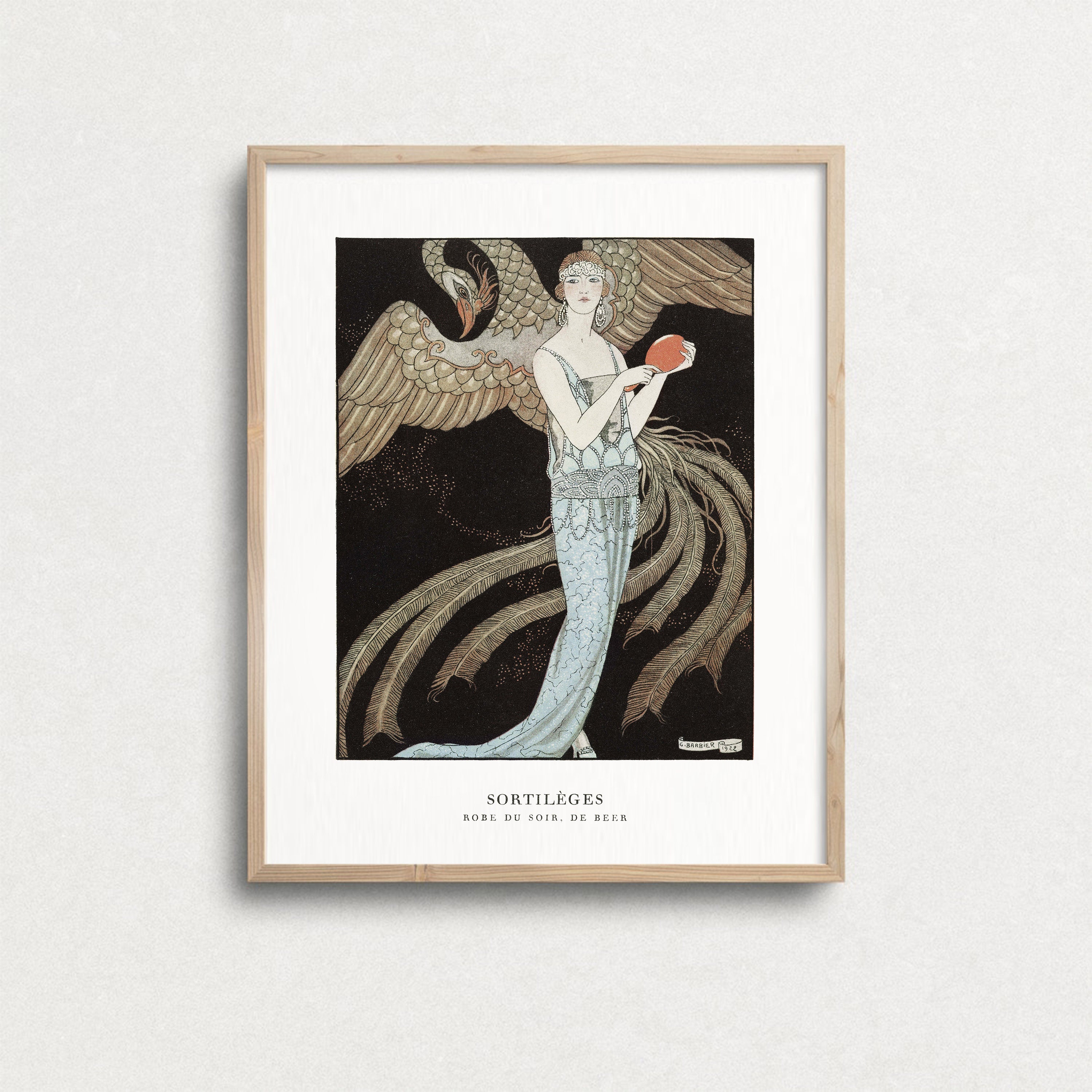 Woman vintage poster, art deco, blue dress, fashion illustration, retro poster, home decor, wall decor, printable wall art, digital download