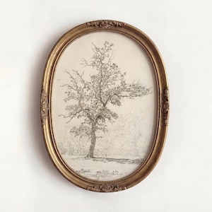 Vintage Tree Sketch: Rustic Farmhouse Etching (Printable Art)