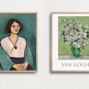 Eclectic Gallery Wall Print Set, Set van 10, Levendige Wall Art, Henri Matisse, Gustav Klimt, Van Gogh, Bloemen, Roze & Groene Tinten, Wanddecor afbeelding 8