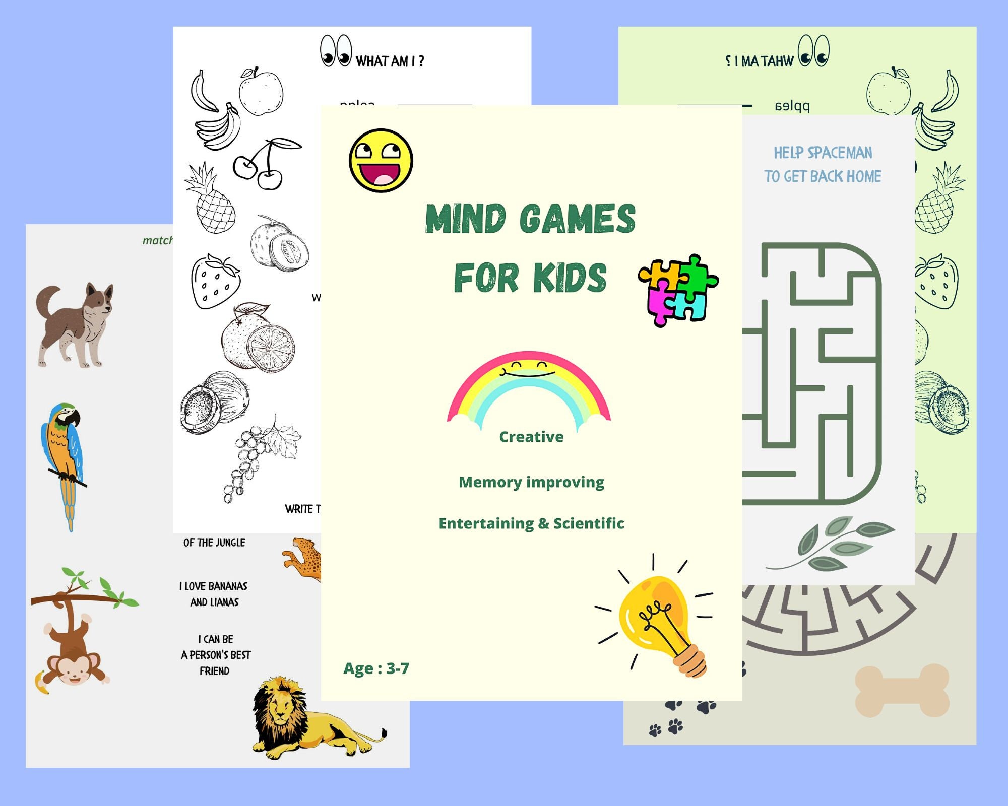 Mind Games For Kids Brain Activity creative And Entertaining Etsy