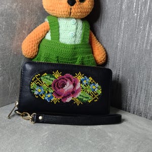 Cartera de piel, cartera de piel para mujer, regalo original, día de la madre, cartera exclusiva, regalo para mujer, carteras de piel para mujer con bordado