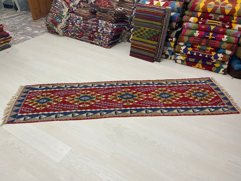 Beige Killim,Ethnic Kilim,Anatolian Kilim rug 2.65 x 9.54 feet Kilim Hallway Runner,vintage faded runner 0012 Vintage Kilim Rug