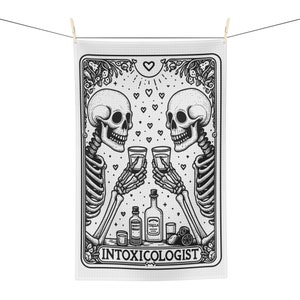 Intoxicologist Skeleton Due-afbeelding met tarotkaartthema microvezeltheedoek voor bar of keuken