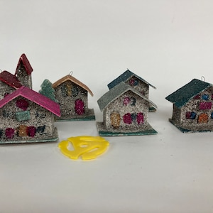 Putz house ornaments made in Japan midcentury holiday