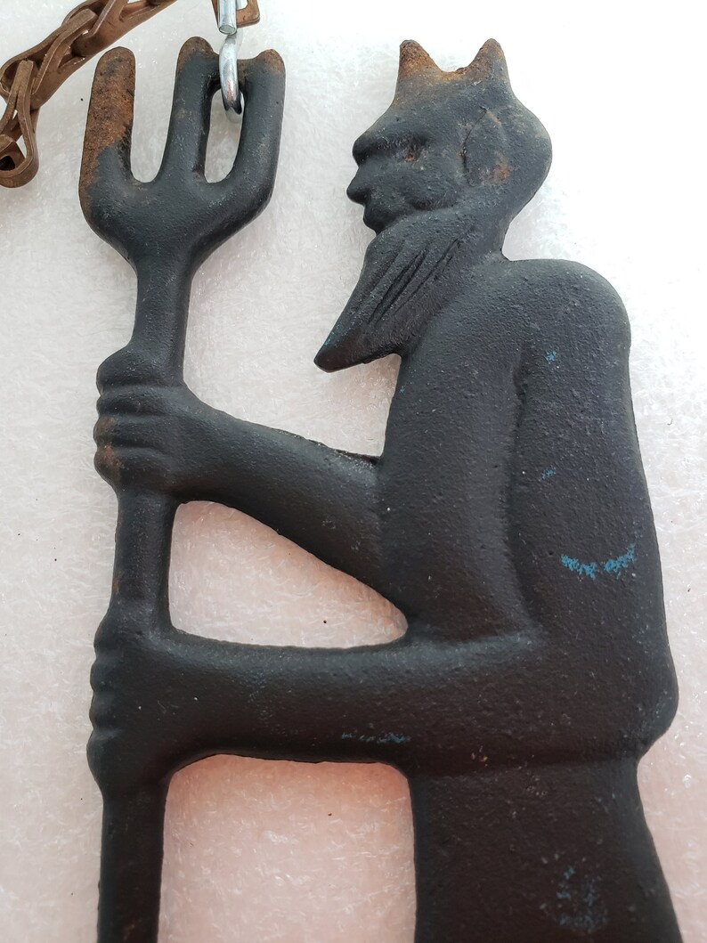 Antique Devil Fireplace Damper Pull John Wright Cast Iron Etsy