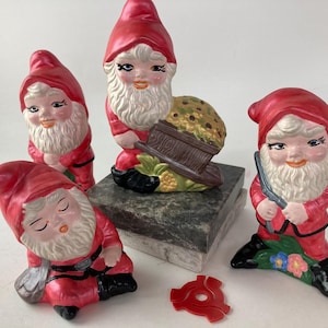 Ceramic garden gnomes vintage hand painted