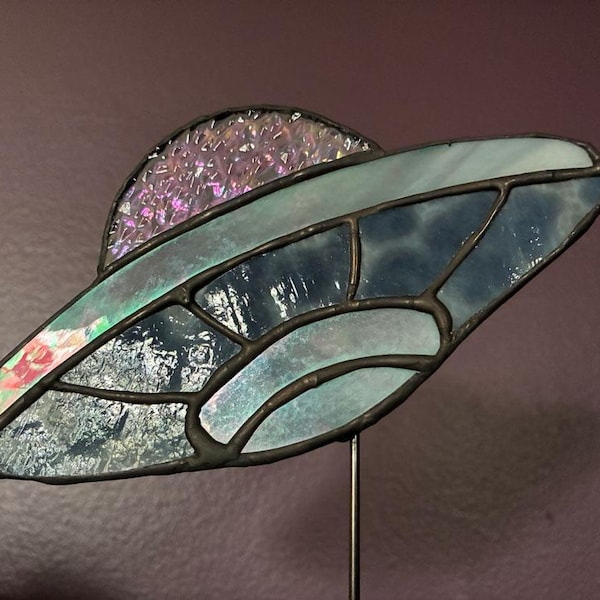 UFO型ガラス製植物支柱 宇宙風ガーデン装飾