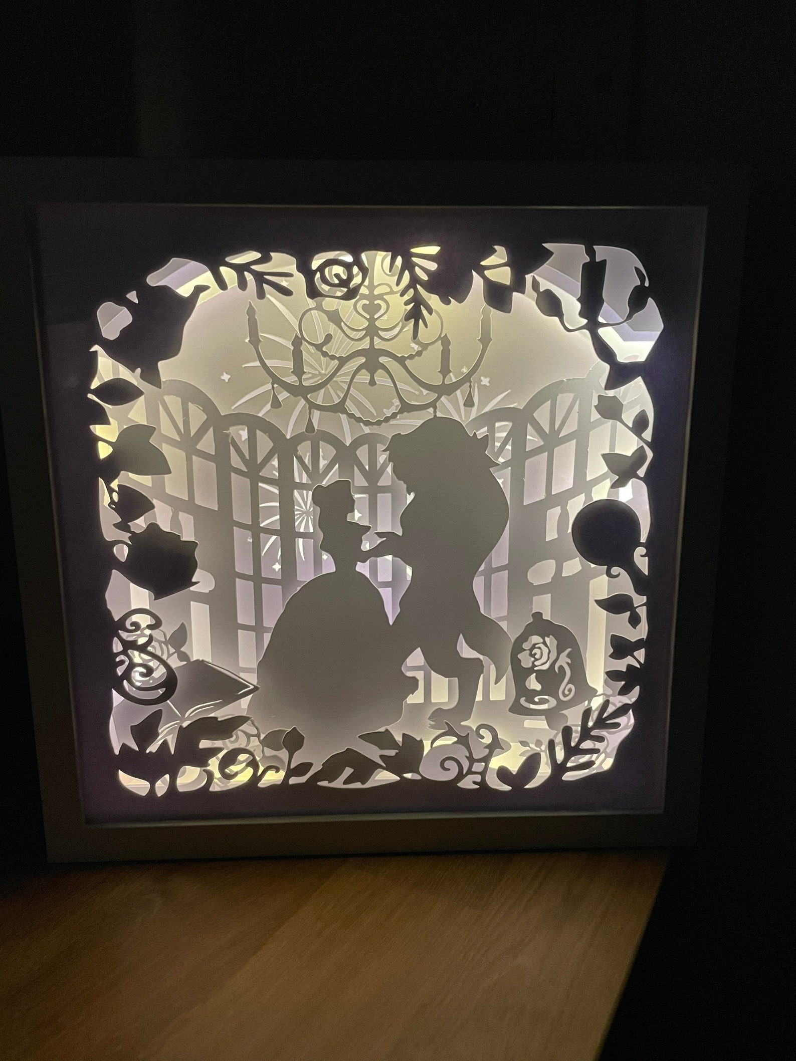 Beauty & the Beast Light Up Shadow Box Picture Wall Hanging | Etsy