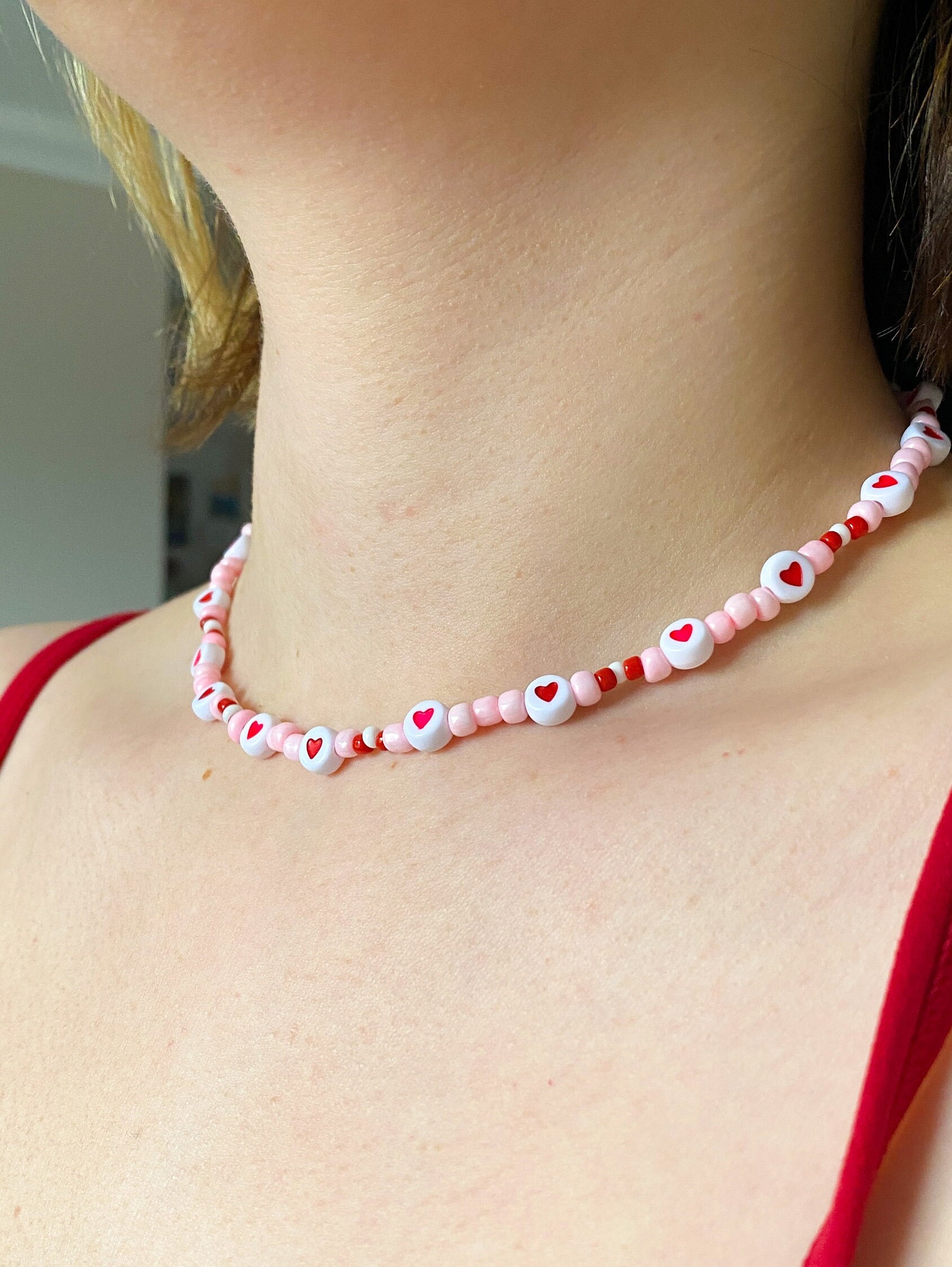 ★HAS★ 2 set HW006 Heart red bead layered necklace Amazon.com: choice of all Red Heart Earrings Necklaces Set
