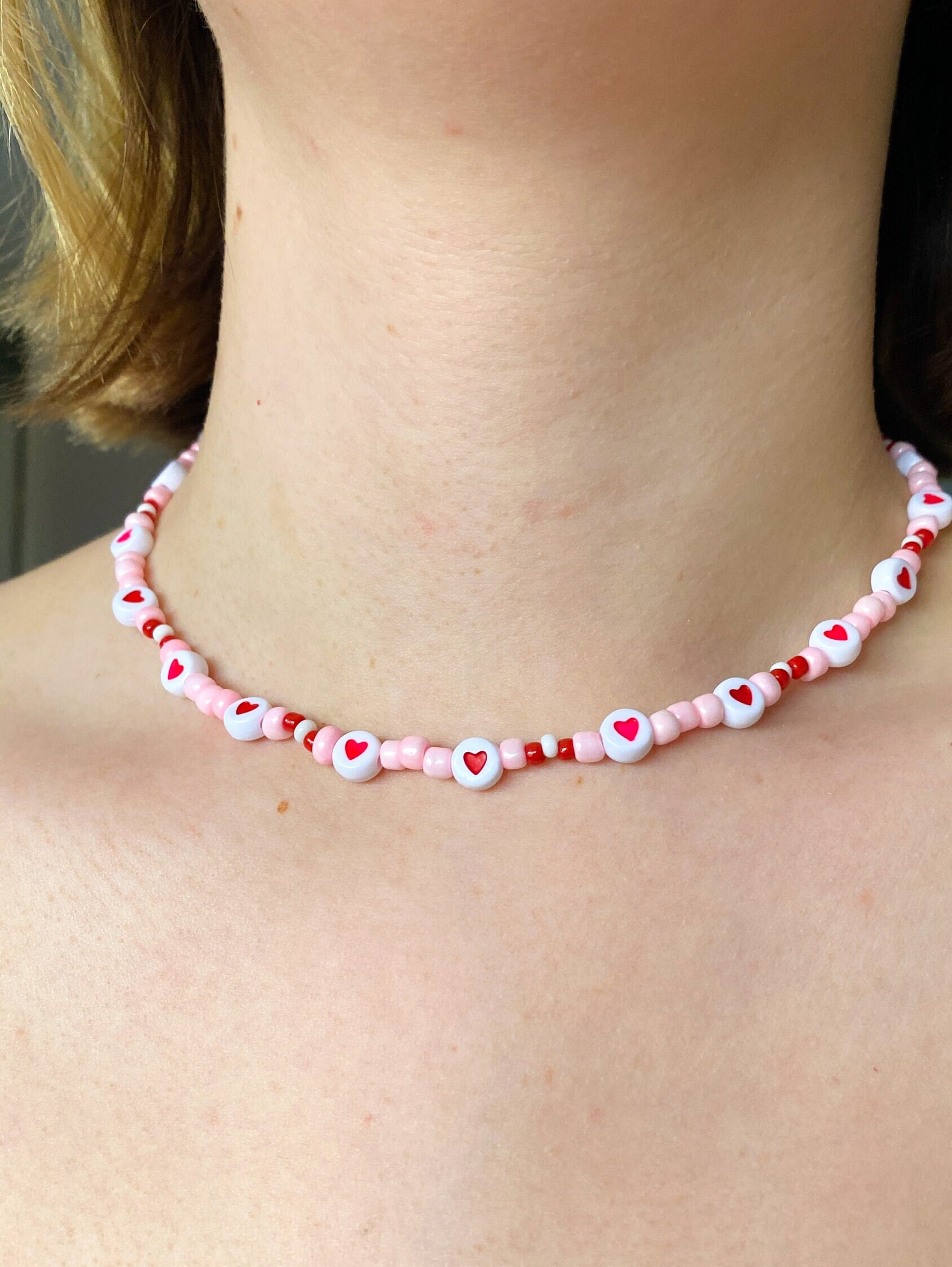 Customisable Heart Seed Bead Necklace Choker - Etsy