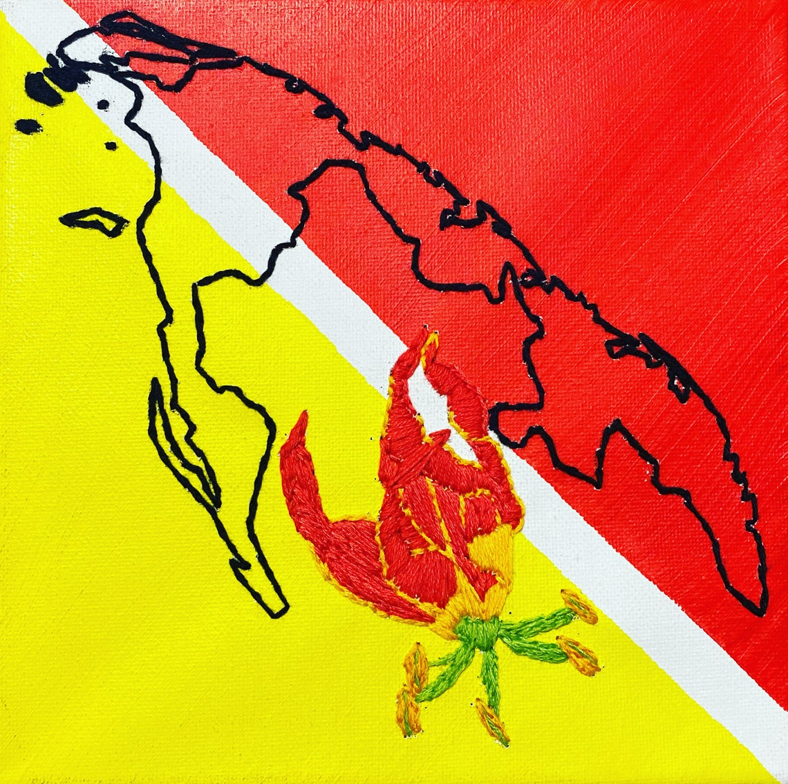 Embroidery on Canvas Tamil Eelam Etsy