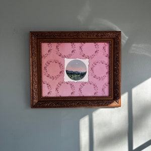 LUNA, Original Oil Painting, Gold Vintage Frame, Landscape and Scenery, Housewarming Gift