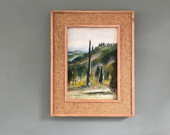 EMERALD, Original Oil Painting Framed in a Vintage Frame, Modern Landscape Painting
