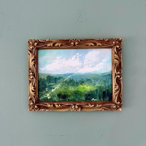 DREAM, Original Oil Painting Framed in a Vintage Gold Frame, Modern Landscape Painting