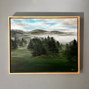 EARLY MORNING, Natural Frame, Original Oil Painting, Landscape Painting, Housewarming Gift