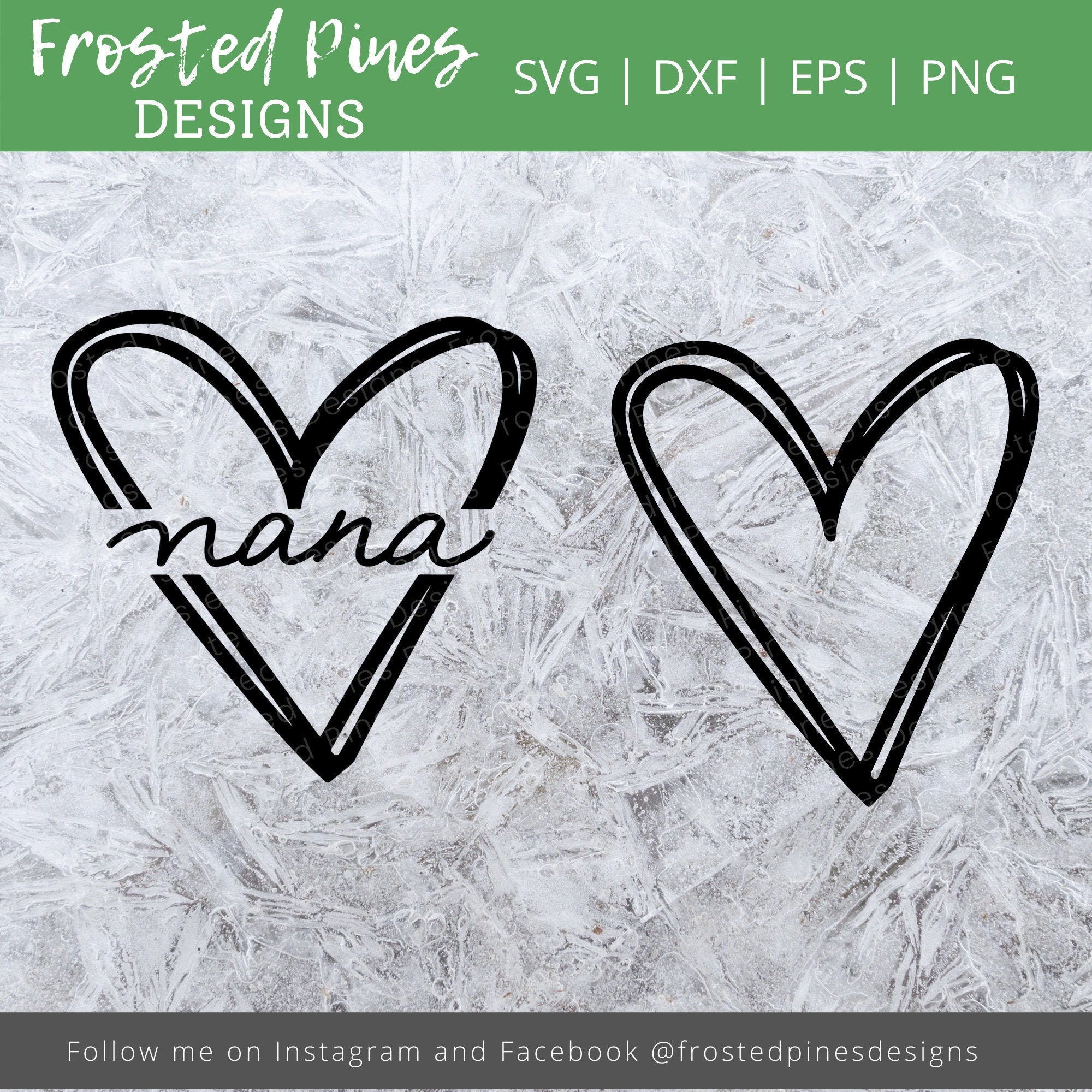 Nana Heart Svg - Heart Svg - Double Heart Svg - Silhouette Svg - Heart ...