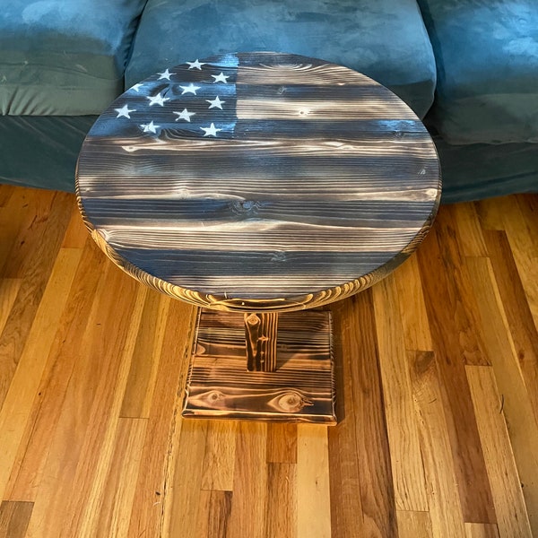 American Flag Circular End Table