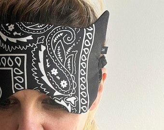 Masque de sommeil CATWOMAN Black Bandana/ Masque pour les yeux rembourré, confortable et conçu/ Masque de sommeil CATWOMAN