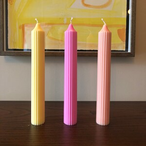Pastel Ribbed Pillar Candle | Aesthetic room decor and tablescaping by Habit Haus