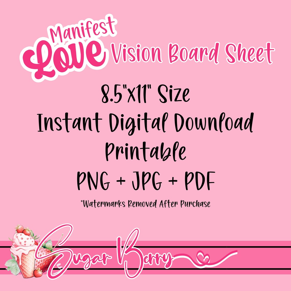 Manifest Love Vision Board Sheet Retro Preppy Pink Aesthetic Universe ...