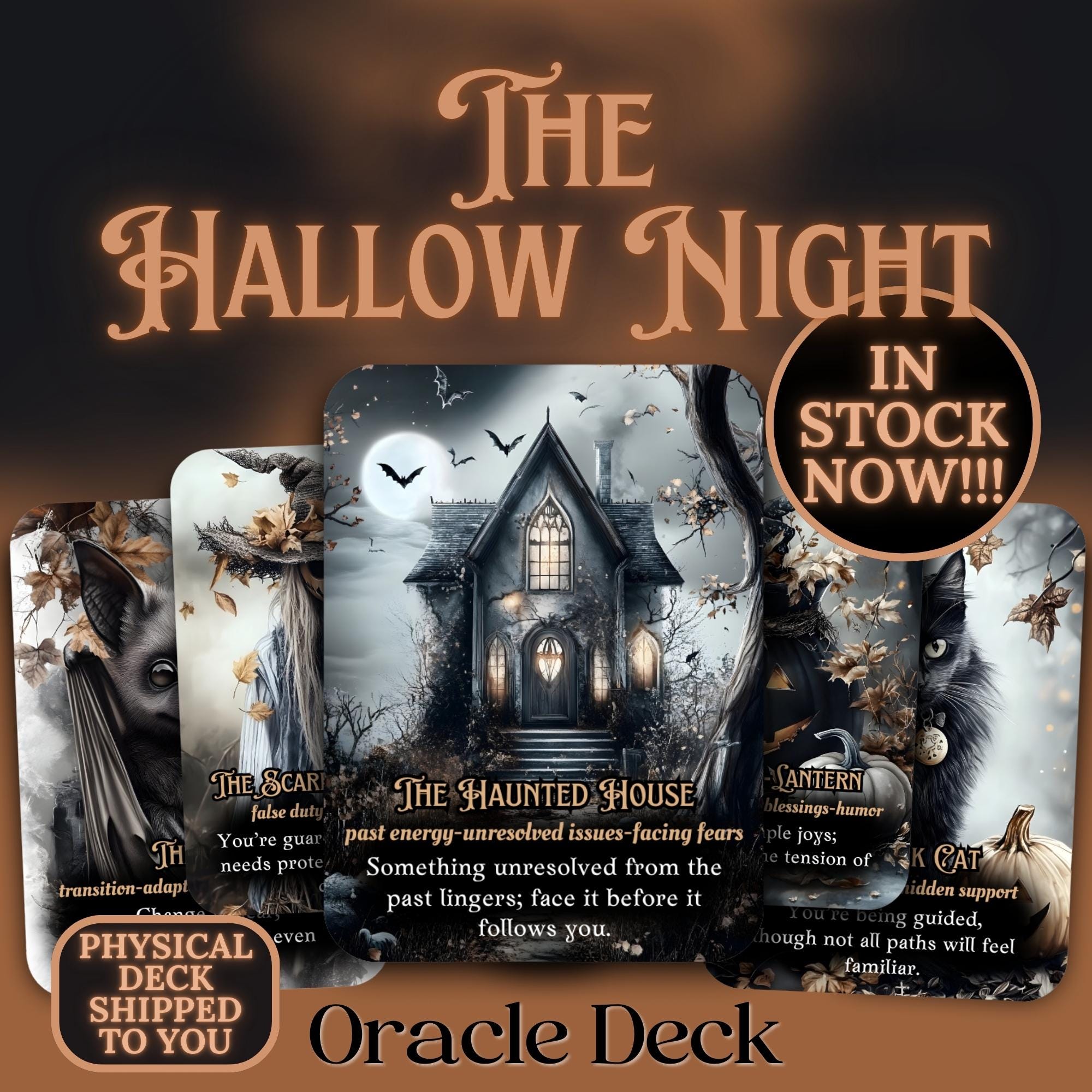 Halloween Oracle Deck, Witch Tarot, Spiritual Guidance, Dark Cottagecore Shadow Work Cards, Divination Tools, Witch Gift  PHYSICAL CARD DECK