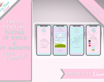 Pink Tarot Spiritual Business TikTok Instagram Reels YouTube Shorts Video Template For Tarot Readings Customizable Editable Personalized