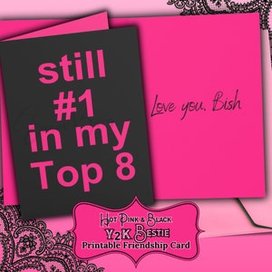 Carte Bestie imprimable Année 2000 esthétique meilleur ami cadeau meilleure amie Galentines rose éphémères Scrapbooking numérique papier indésirable Journal Pages PNG