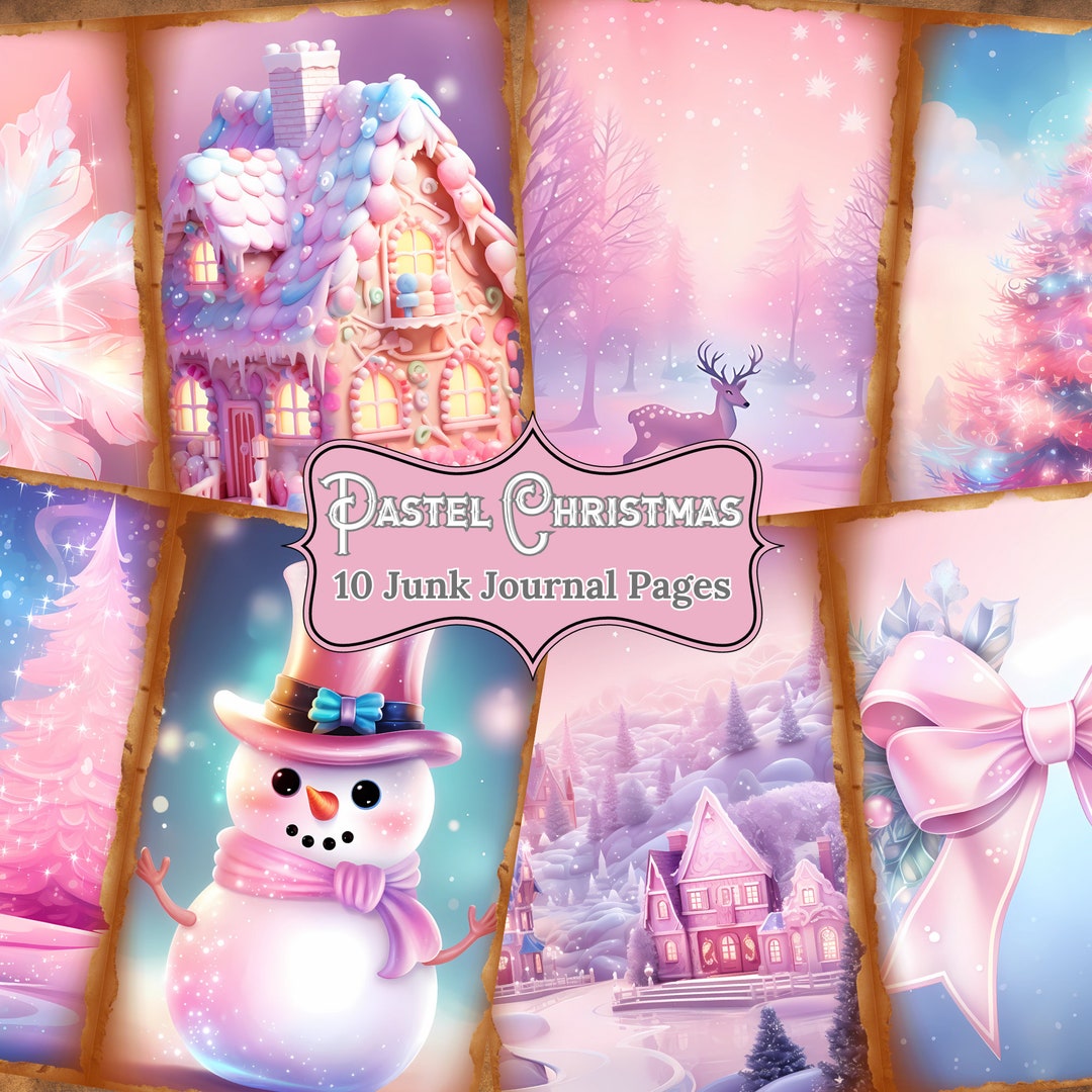 Pastel Christmas Junk Journal Pages Vintage Pink Christmas Ephemera ...
