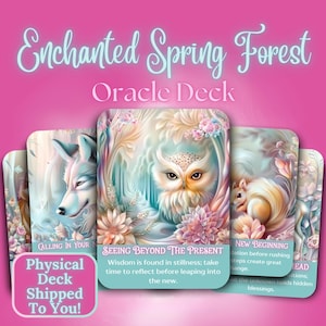 PHYSICAL Oracle Deck Enchanted Spring Forest, Personal Growth Spiritual Animal Guides Affirmation Cards, Beautiful Tarot Oracledeck Messages