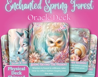 PHYSICAL Oracle Deck Enchanted Spring Forest, Personal Growth Spiritual Animal Guides Affirmation Cards, Beautiful Tarot Oracledeck Messages