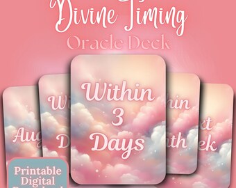 Divine Timing Oracle Deck Cosmic Time Cards, Spiritual Guidance, Future Situation Prediction Reflection Messages, Decision Tarot PRINTABLE