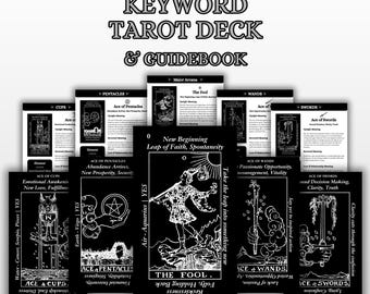 Keyword Tarot Cards, Tarot Guidebook, Tarot for Beginners, Tarot Deck with Meanings, Black Tarot, Tarot Beginner, Tarot Keyword Deck DIGITAL