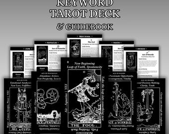 Keyword Tarot Cards, Tarot Guidebook, Tarot for Beginners, Tarot Deck with Meanings, Black Tarot, Tarot Beginner, Tarot Keyword Deck DIGITAL