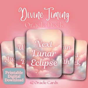 Divine Timing Oracle Deck Cosmic Time Cards, Spiritual Guidance, Future Situation Prediction Reflection Messages, Decision Tarot Printable